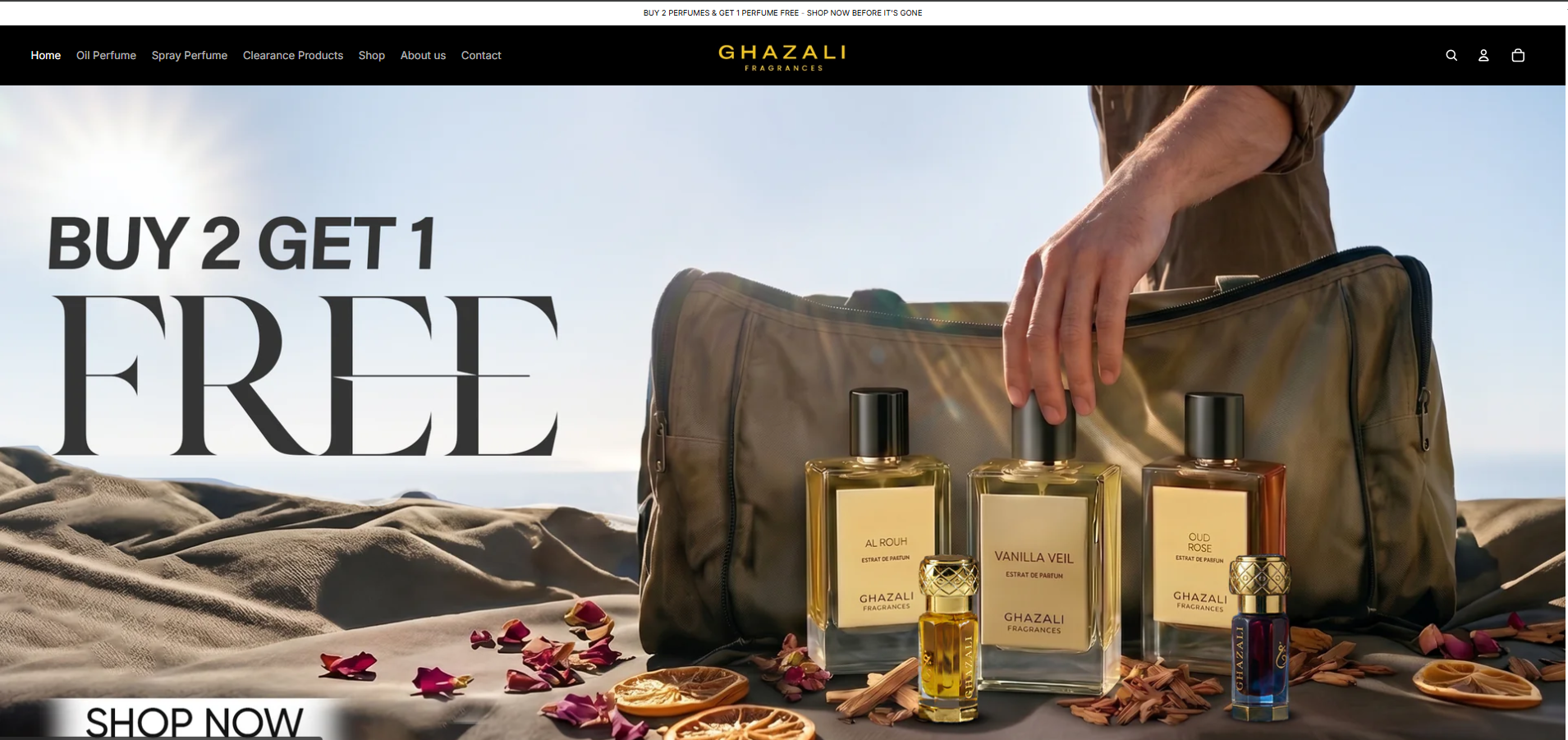 Ghazali Fragrances website screenshot